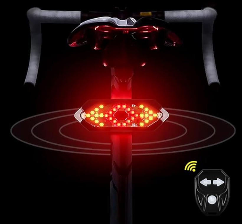 Luce posteriore wireless con telecomando per biciclette, luci per mountain bike, luci ricaricabili USB, luci posteriori per ciclismo notturno e luci di direzione posteriori per bici da strada