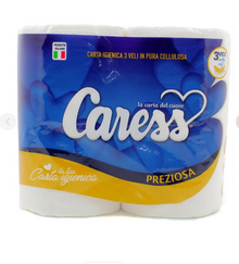 40 ROLLS TOILET PAPER 3-PLY CARESS PREZIOSA+FREE 1PC NAPKIN CARESS FAMILY PACK