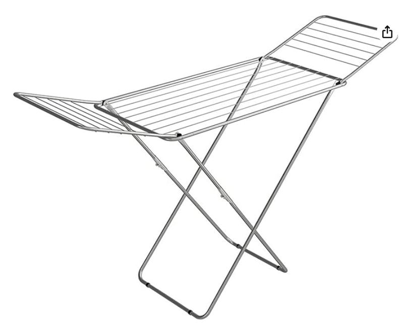 Gimi Jolly Stendibiancheria Da Pavimento, Stendino Con Piedi Antiscivolo, Spazio Stenditura 18 M, Metallo, Per Interni, Acciaio‎, 180 x 55 x 93 cm, 2.55 Kg