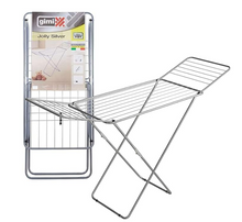 Gimi Jolly Stendibiancheria Da Pavimento, Stendino Con Piedi Antiscivolo, Spazio Stenditura 18 M, Metallo, Per Interni, Acciaio‎, 180 x 55 x 93 cm, 2.55 Kg