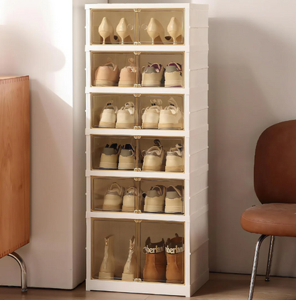 ARRANGE SCARPIERA SALVA SPAZIO 6 PIANI TRASPARENTE PIEGHEVOLE DOPPIO ART AT61199 Bianco 44x34x118 cm Facile da Montare e Salvaspazio
