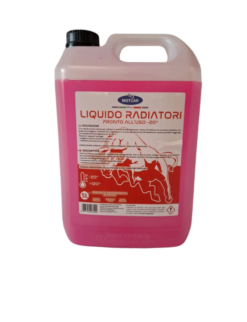 MGTCAR Liquido Radiatori Pronto all’Uso -20°C – 5 Litri rosso