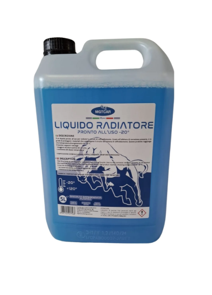MGTCAR Liquido Radiatore Pronto all’Uso -20°C – 5 Litri blu