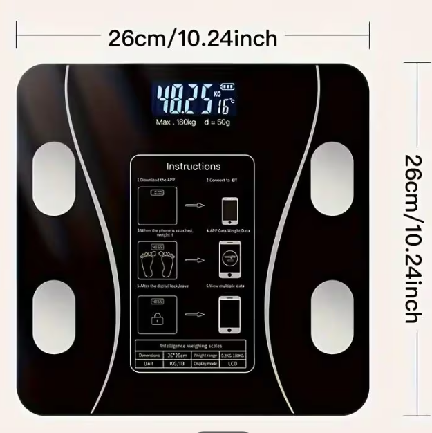 Bilancia pesapersone digitale bluetooth elettronica vetro portata 180 kg