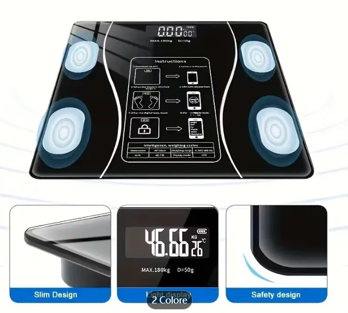 Bilancia pesapersone digitale bluetooth elettronica vetro portata 180 kg