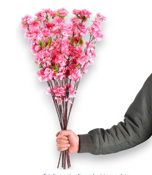 12 Artificial Cherry and Peach Blossom Branches, Silk Fake Flowers, Home Decoration