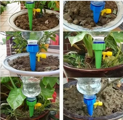 Irrigazione a Goccia Automatica, Spilli Regolabili per Innaffiare Piante con Valvola di Controllo, Ideali per Esterni, Piante in Vaso e Giardini in Vacanza