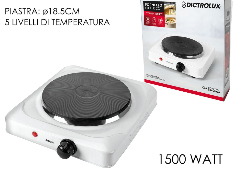 Fornello Elettrico con piastra in ghisa 1500 Watt