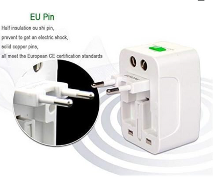 Universal Travel Adapter with USB, International Plug Adapter for 150 Countries, EU UK US AU Plug Converter, Travel Adapter for Smartphones Laptops Tablets