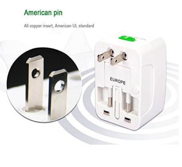Universal Travel Adapter with USB, International Plug Adapter for 150 Countries, EU UK US AU Plug Converter, Travel Adapter for Smartphones Laptops Tablets