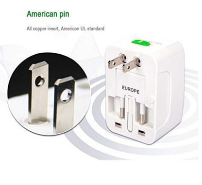 Universal Travel Adapter with USB, International Plug Adapter for 150 Countries, EU UK US AU Plug Converter, Travel Adapter for Smartphones Laptops Tablets