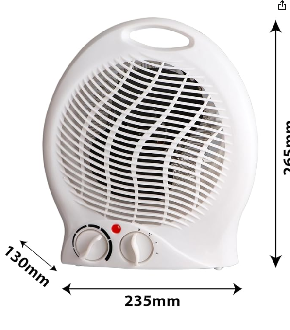 Termoventilatore fisso 2000W, 2 velocità, bianco
