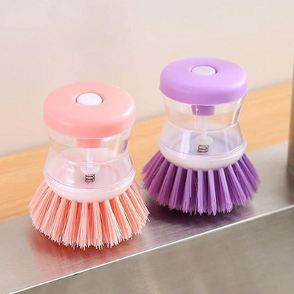 2 in 1 Dishwashing Brush, 1 Count Automatic Liquid Addition Soap Dispenser Wash Brush, Kitchen Cleaning Supplies for Pot Dish