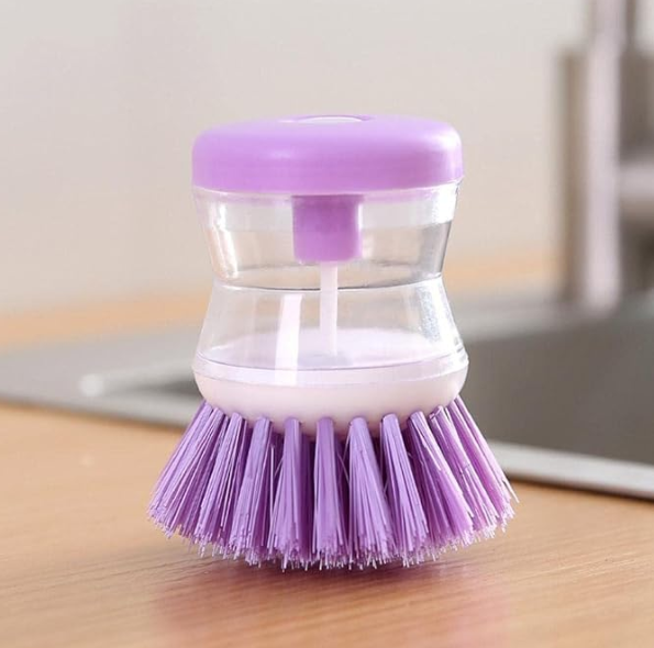 2 in 1 Dishwashing Brush, 1 Count Automatic Liquid Addition Soap Dispenser Wash Brush, Kitchen Cleaning Supplies for Pot Dish