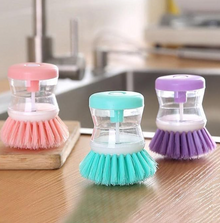 2 in 1 Dishwashing Brush, 1 Count Automatic Liquid Addition Soap Dispenser Wash Brush, Kitchen Cleaning Supplies for Pot Dish