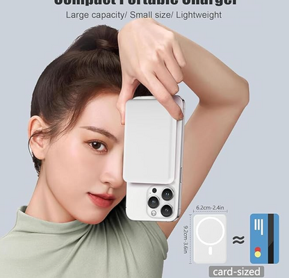 Magnetic Power Bank Lighting 5000mAh Portable Wireless Fast Charger PD 20W with USB-C Cable, Wireless Power Bank, Universal