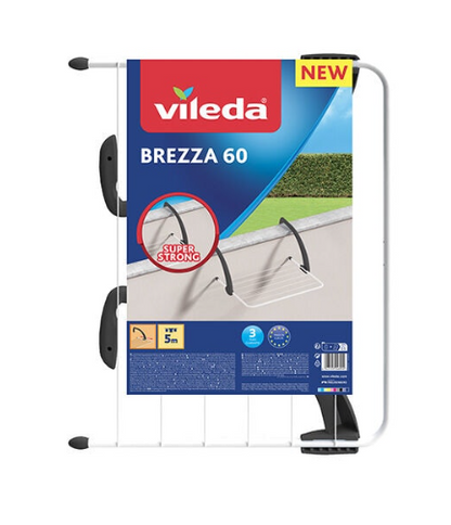 Vileda Brezza 60 | Stendibiancheria da balcone | Bracci super resistenti | Bracci regolabili| Facile da aprire e chiudere