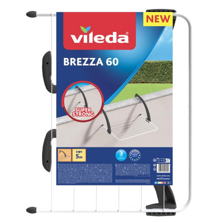 Vileda Brezza 60 | Stendibiancheria da balcone | Bracci super resistenti | Bracci regolabili| Facile da aprire e chiudere