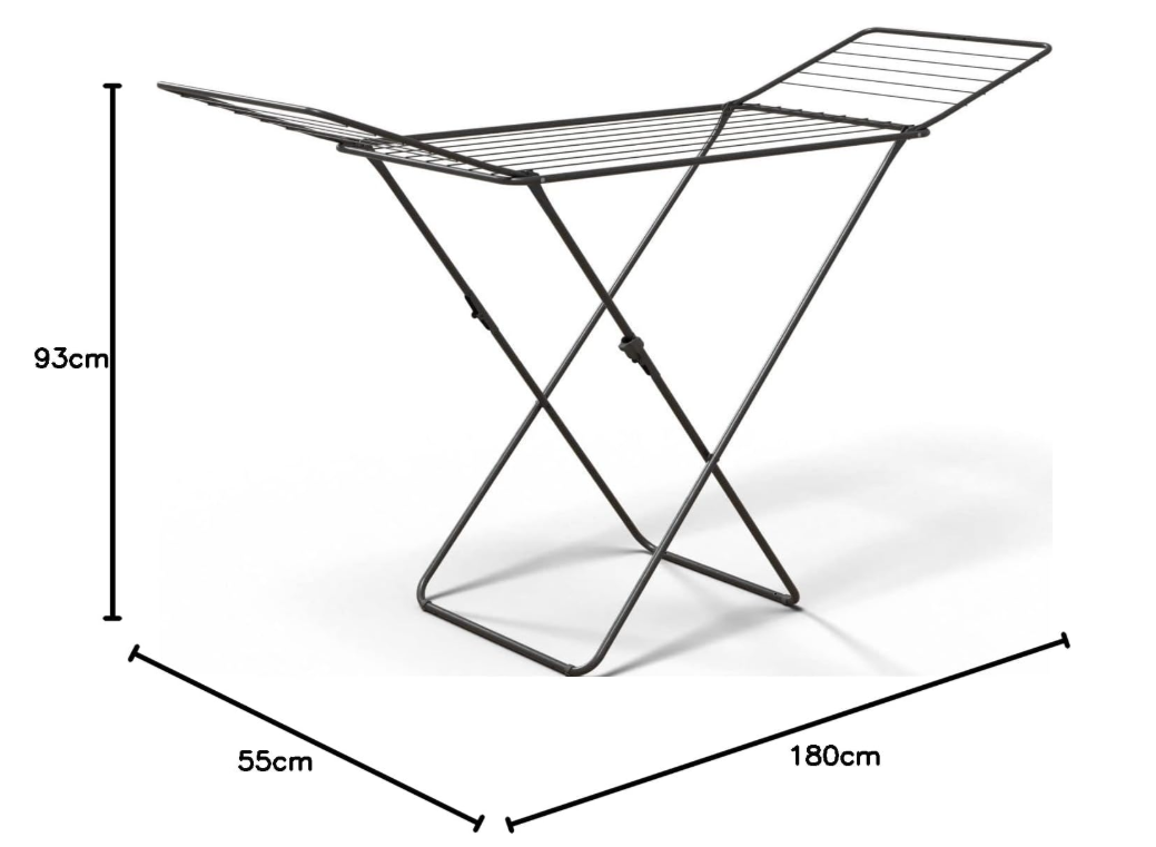 Gimi Glory, Freestanding steel drying rack, black, 18 m drying space