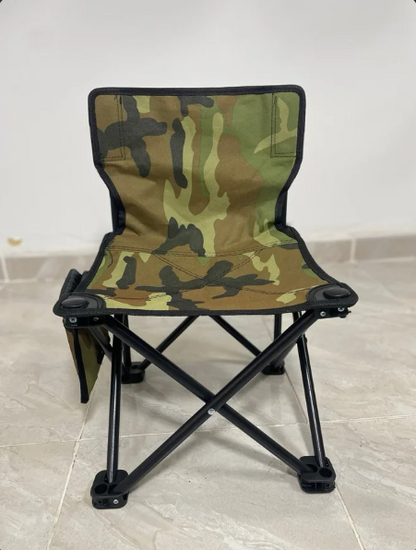 Sedia Pieghevole da Campeggio Portatile  - Sgabello Mimetico con Schienale e Tasca Laterale - Ideale per Pesca, Trekking, Picnic e Outdoor - Carico Max 80kg - Ultra Leggera e Compatta