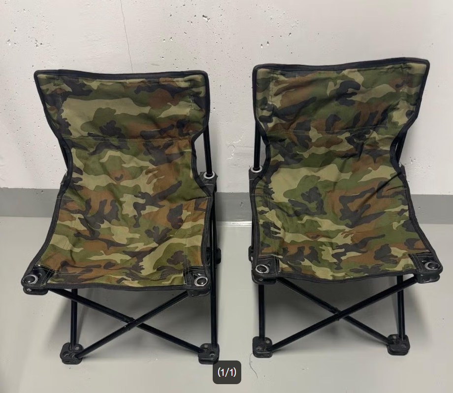 Sedia Pieghevole da Campeggio Portatile  - Sgabello Mimetico con Schienale e Tasca Laterale - Ideale per Pesca, Trekking, Picnic e Outdoor - Carico Max 80kg - Ultra Leggera e Compatta
