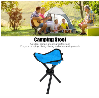 Sgabello da Campeggio Pieghevole a 3 Gambe - Mini Seggiolino Portatile e Leggero per Pesca, Trekking, Caccia e Outdoor - Sgabello Treppiede Pieghevole con Sacca per Trasporto - Blu