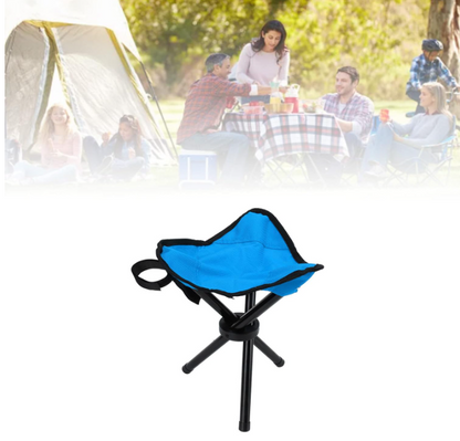 Sgabello da Campeggio Pieghevole a 3 Gambe - Mini Seggiolino Portatile e Leggero per Pesca, Trekking, Caccia e Outdoor - Sgabello Treppiede Pieghevole con Sacca per Trasporto - Blu