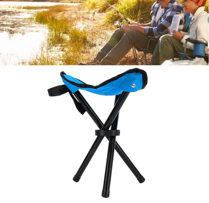 Sgabello da Campeggio Pieghevole a 3 Gambe - Mini Seggiolino Portatile e Leggero per Pesca, Trekking, Caccia e Outdoor - Sgabello Treppiede Pieghevole con Sacca per Trasporto - Blu