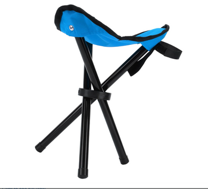 Sgabello da Campeggio Pieghevole a 3 Gambe - Mini Seggiolino Portatile e Leggero per Pesca, Trekking, Caccia e Outdoor - Sgabello Treppiede Pieghevole con Sacca per Trasporto - Blu