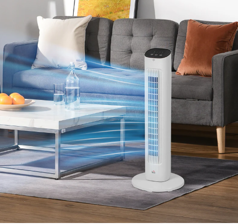 Dictrolux Ventilatore a Colonna H81CM 45W 3 Velocità Ø30x78 cm Comfort e Efficienza nero timer/bianco no timer 45Watt