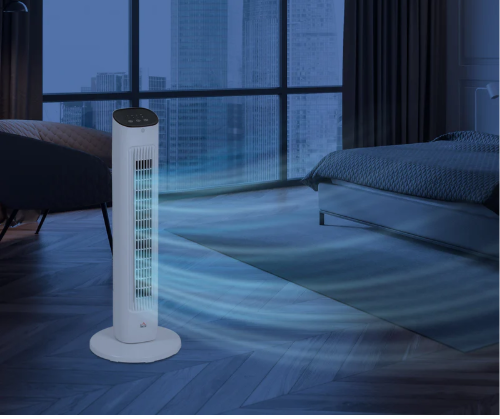 Dictrolux Ventilatore a Colonna H81CM 45W 3 Velocità Ø30x78 cm Comfort e Efficienza nero timer/bianco no timer 45Watt