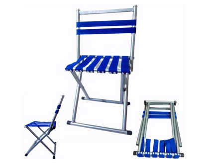 Sedia Portatile Tessuto Pieghevole Ultra Leggero da Pesca Caccia o Camping Blu con Struttura in Metallo e Seduta in Tessuto Blu