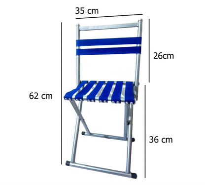 Sedia Portatile Tessuto Pieghevole Ultra Leggero da Pesca Caccia o Camping Blu con Struttura in Metallo e Seduta in Tessuto Blu