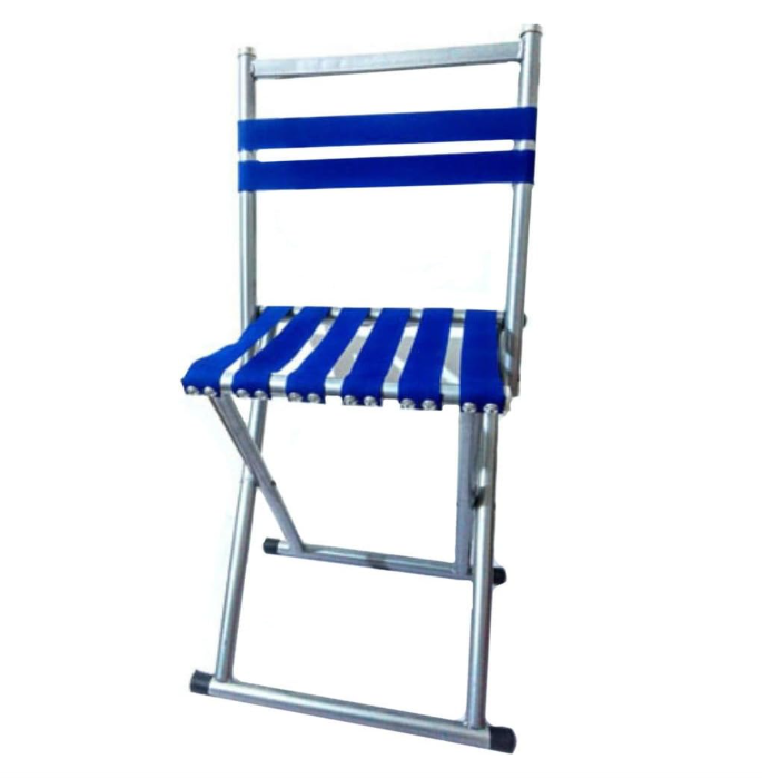 Sedia Portatile Tessuto Pieghevole Ultra Leggero da Pesca Caccia o Camping Blu con Struttura in Metallo e Seduta in Tessuto Blu