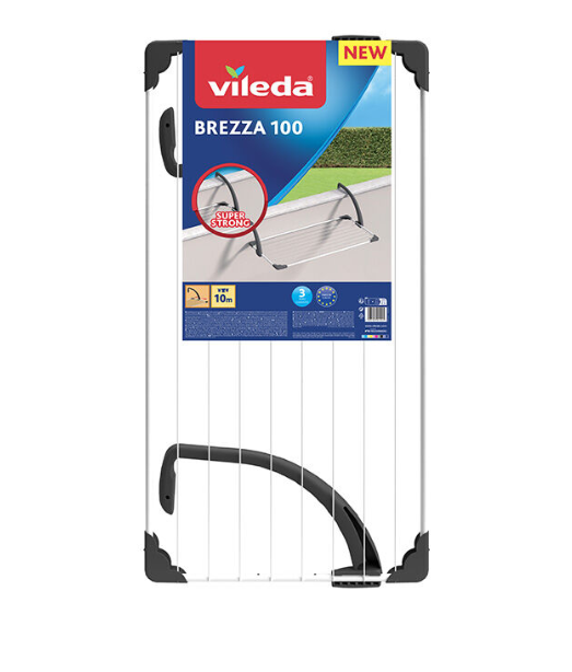 Vileda Stendibiancheria da Balcone Brezza 100 - 10 Metri per Asciugatura Efficiente e Pratica - Adatto a Balconi di Varie Dimensioni