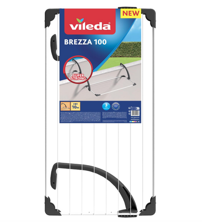 Vileda Stendibiancheria da Balcone Brezza 100 - 10 Metri per Asciugatura Efficiente e Pratica - Adatto a Balconi di Varie Dimensioni