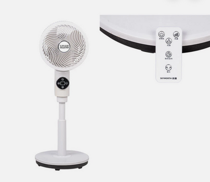 Ventilatore a Piantana con 3 Pale, Leggero e Salvaspazio, Potenza 45 Watt con Telecomando e 6 Velocità Selezionabili, Funzione Timer, Base Antiribaltamento, Ventilazione Silenziosa