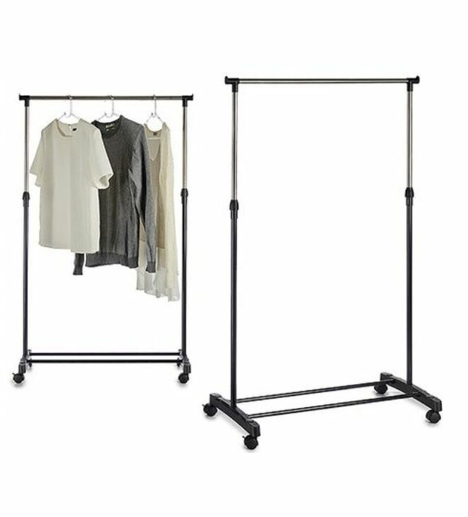 Appendiabiti con Ruote in Metallo - Altezza Regolabile80*40*160cm - Stand Appendiabiti Ideale per Riporre Giacche, Cappotti, Abiti o Scarpe - Design Minimal e Struttura Stabile