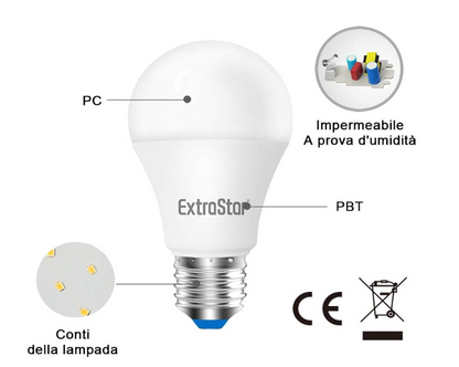 ExtraStar LED Bulb E27 A60 8W 2-Pack (60W Equivalent), 760 Lumens, Cool White Light, 270° Beam Angle, Energy Saving