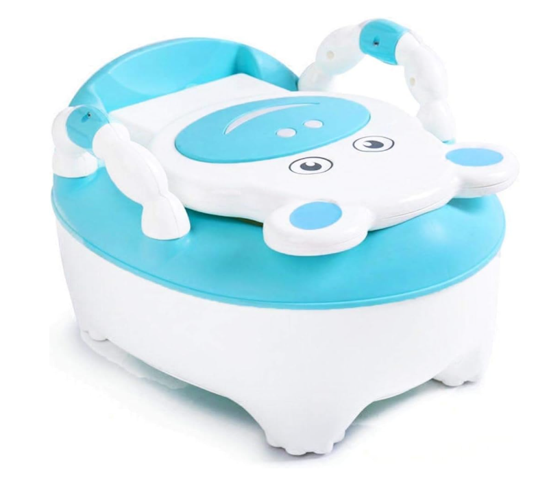 Portable Potty Toilet with Handles, Toilet Pot with Toilet Seat, Mini Toilet with Backrest and Non-Slip Base