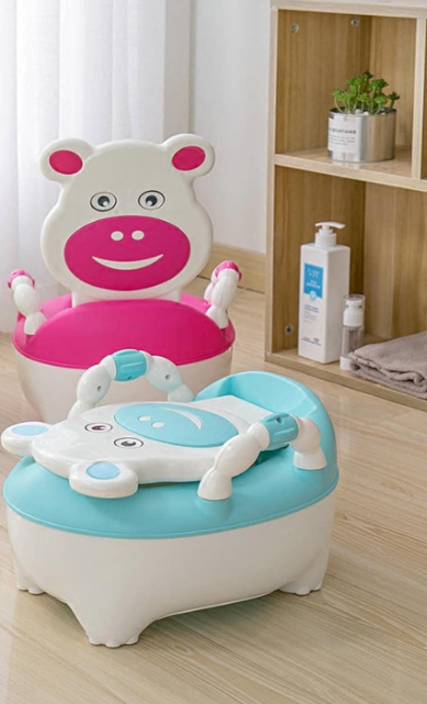 Portable Potty Toilet with Handles, Toilet Pot with Toilet Seat, Mini Toilet with Backrest and Non-Slip Base