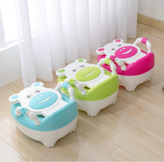 Portable Potty Toilet with Handles, Toilet Pot with Toilet Seat, Mini Toilet with Backrest and Non-Slip Base