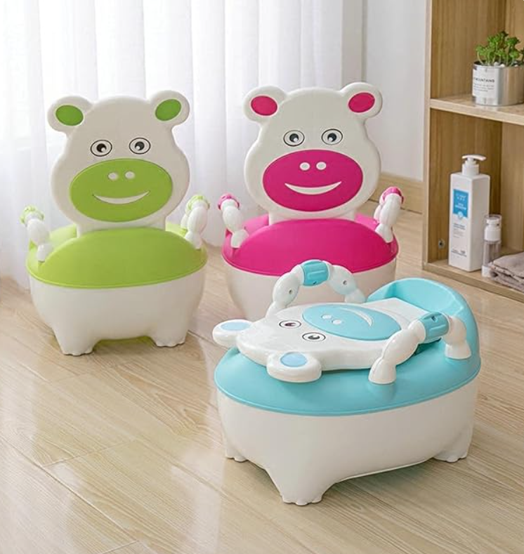Portable Potty Toilet with Handles, Toilet Pot with Toilet Seat, Mini Toilet with Backrest and Non-Slip Base