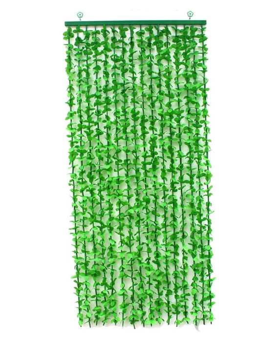 Tenda per Porta A Isolamento Termico, Tenda Divisoria in bambù con Foglie Verdi Artificiali, Divisorio in Nappa con Viti Finte Appese per L'arredamento del Ristorante con Patio