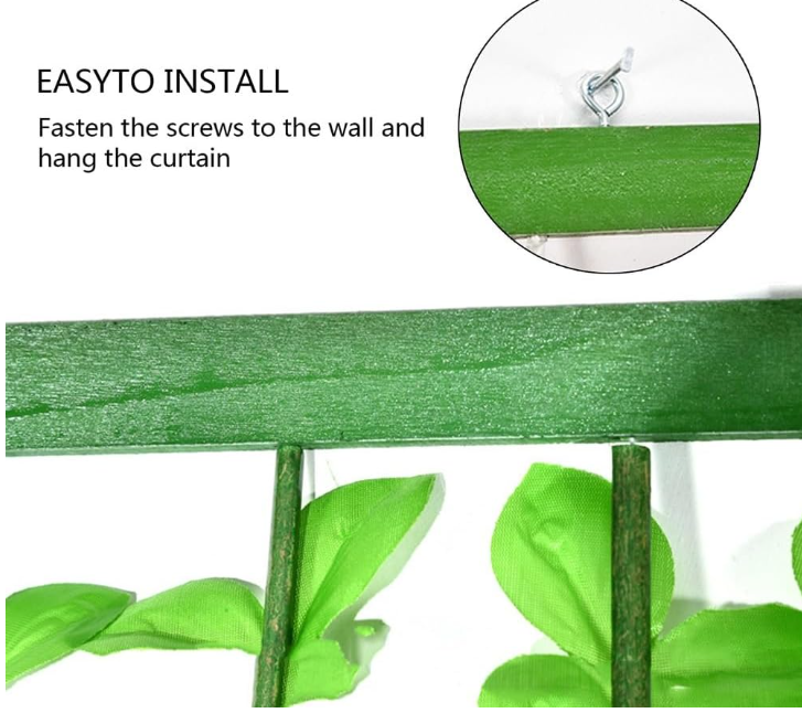 Tenda per Porta A Isolamento Termico, Tenda Divisoria in bambù con Foglie Verdi Artificiali, Divisorio in Nappa con Viti Finte Appese per L'arredamento del Ristorante con Patio
