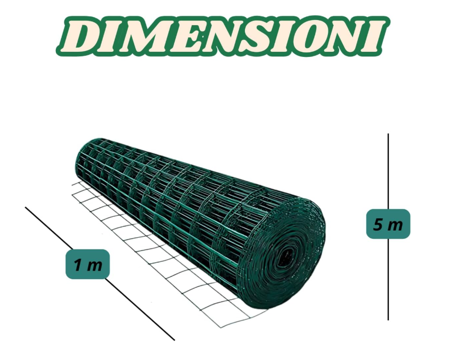 Rete Metallica Recinzioni 5 m x 1 m Plastificata Maglia Quadrata 12,5 mm Rete Protettiva Resistente Giardino Pollaio Cortile Vigneto Animali Ringhiere Balcone