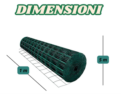 Rete Metallica Recinzioni 5 m x 1 m Plastificata Maglia Quadrata 12,5 mm Rete Protettiva Resistente Giardino Pollaio Cortile Vigneto Animali Ringhiere Balcone