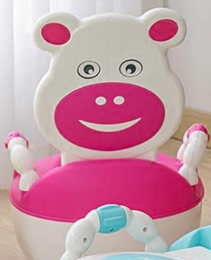 Portable Potty Toilet with Handles, Toilet Pot with Toilet Seat, Mini Toilet with Backrest and Non-Slip Base