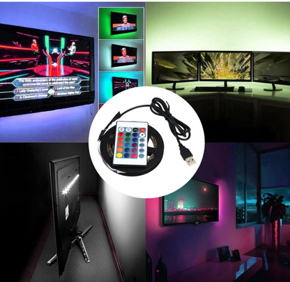 Luce di Striscia di LED Impermeabile all' Acqua  RGB LED Illumina la Banda con a Telecomando per i arrière-Plans di TV Luce 5 V USB Backlight Kit, 3m