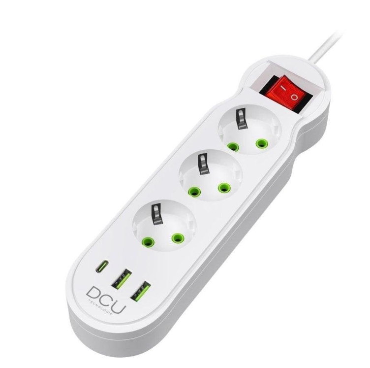 Advance Tecnologic Power Strip 3 Outlets 2 USB-A 1 USB-C with Safe and Practical Switch Protection
